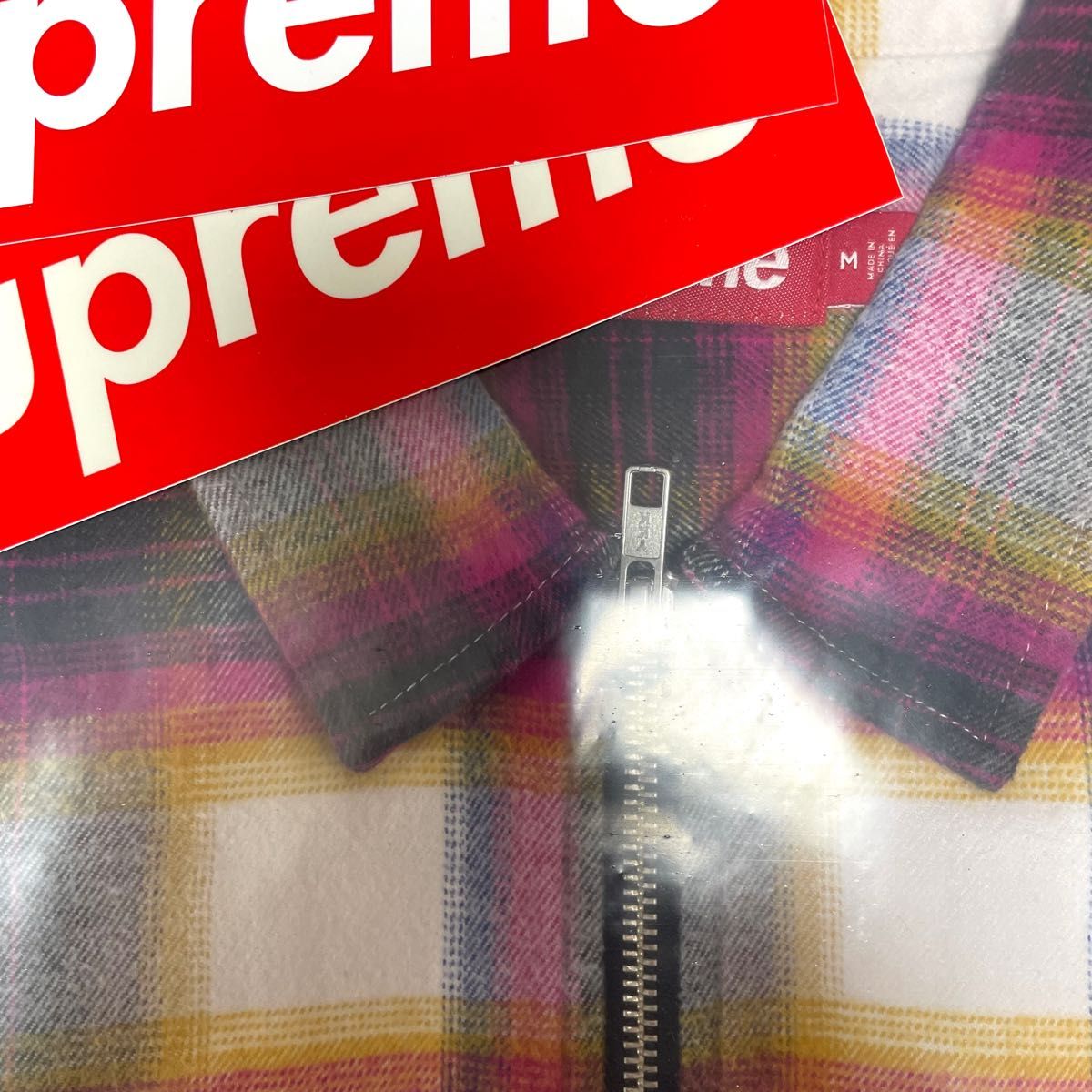 【定価以下】Supreme Shadow Plaid Flannel Zip Up Shirt ホワイト　シュプリーム 