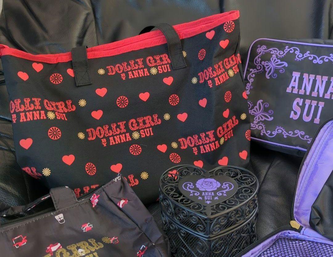 ANNA SUI/アナスイ/バッグインバッグ/エコバッグ/トートバッグ/ロゴ刺繍マルチケース/ワイヤーボックス小物入れ/ノベルティ/ムックMOOK本