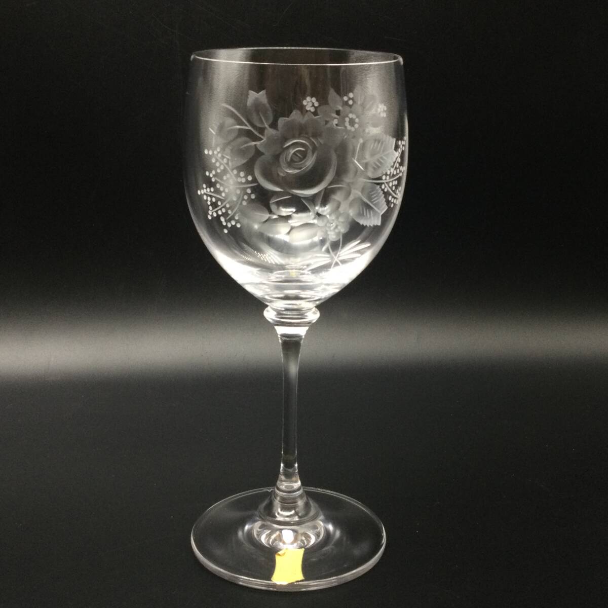 【3215】Meissen マイセンフラワー No6 クリスタル ワイングラス 花柄 バラ 薔薇 花彫刻 フラワーグラス 西洋陶磁 洋食器_画像1