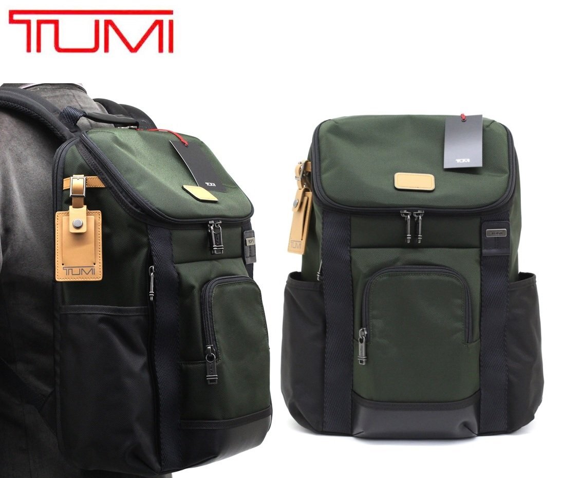 12万新品◆TUMI トゥミ◆カーキ×黒 バリスティックナイロン 多機能バックパック『Thornhill』１円_画像1