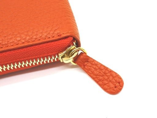11 ten thousand new goods *[ETRO] Etro orange leather round Zip long wallet 1 jpy 