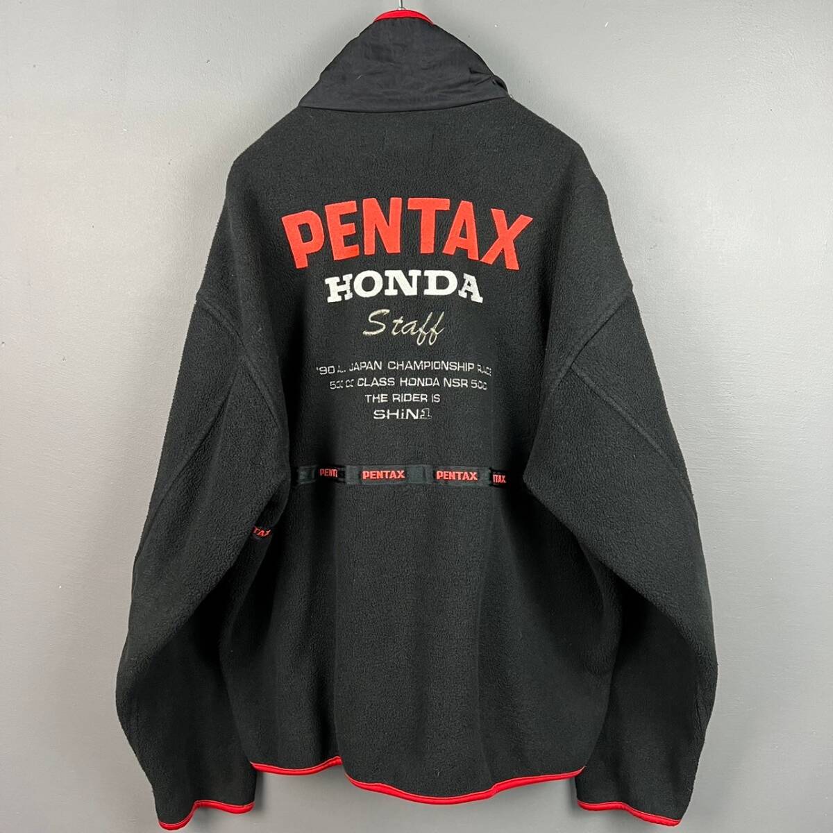 Wm233 PENTAX HONDA RACING TEAM ペンタックス ホンダ レーシングチーム フリースジャケット ブルゾン 刺繍 黒 メンズの画像3