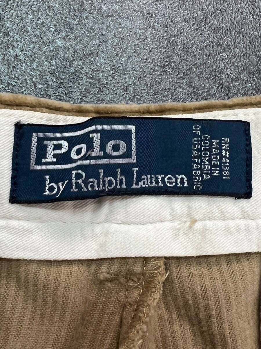 Wl975 90s ヴィンテージ Polo by Ralph Lauren ポロバイラルフローレン スラックス コーデュロイ パンツ タック入り ジップフライ 茶系 _画像7