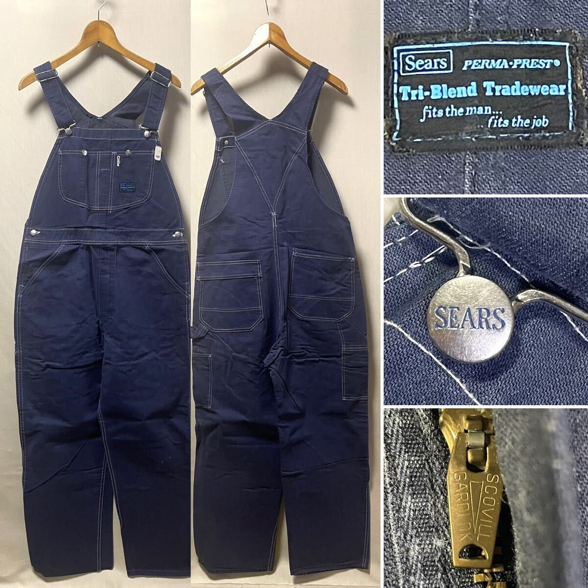 1970s SEARS Denim Overall Made in USA Size 36