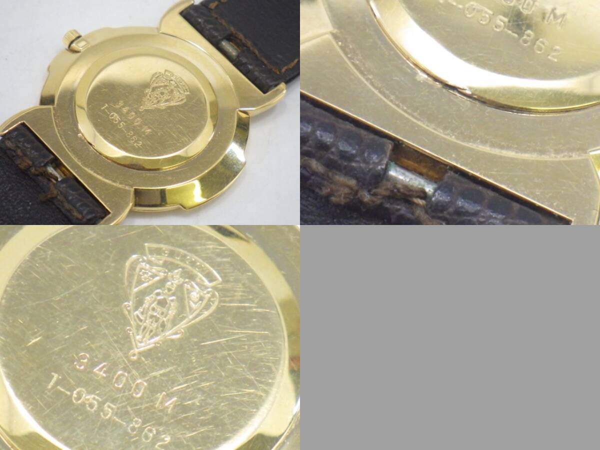 r4C033R- GUCCI グッチ 3400M 腕時計 ゴールド文字盤 メンズ 不動 ジャンクの画像6