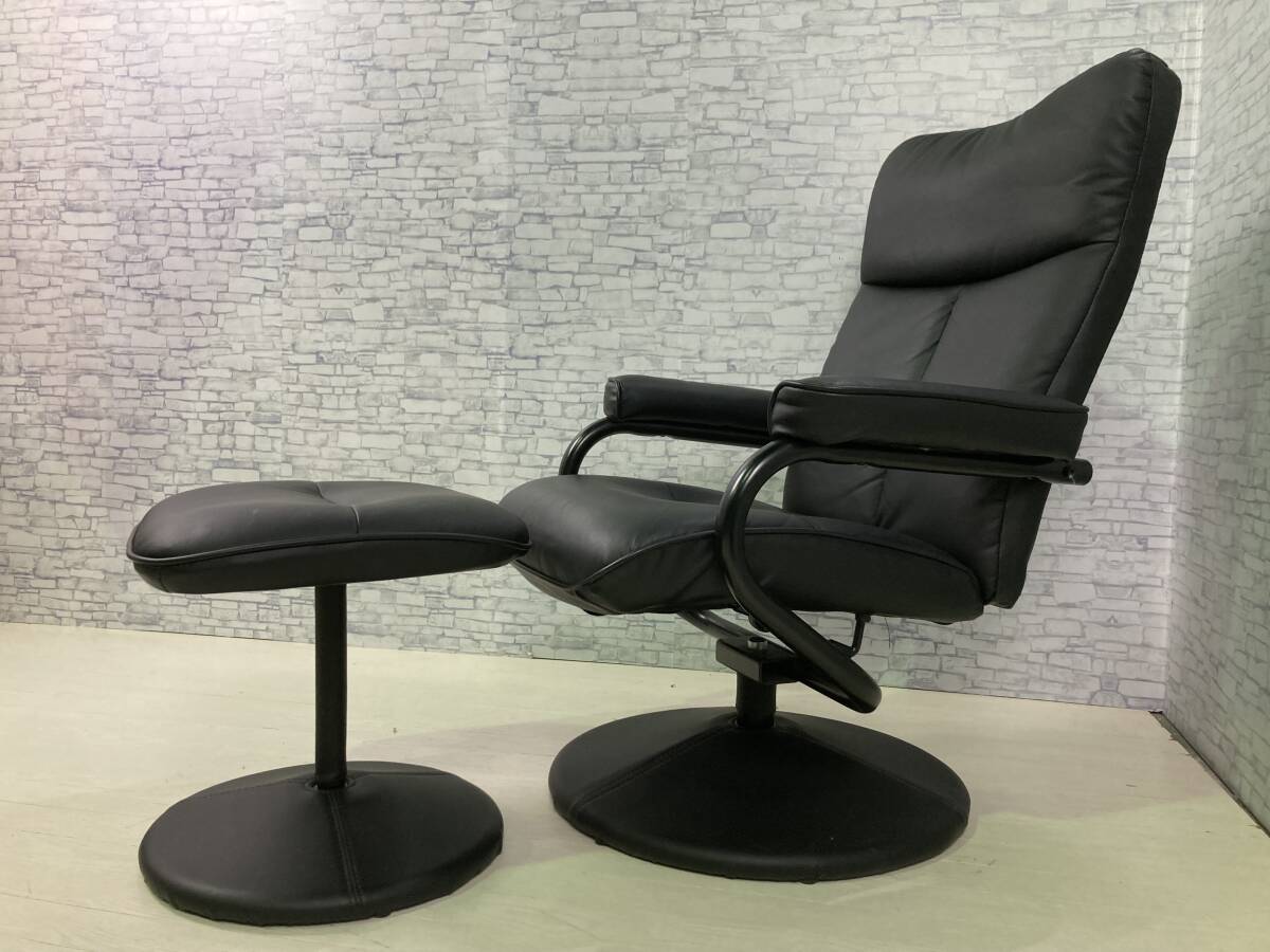 * super-discount * ottoman attaching reclining sofa 1 seater . black black rotation chair chair leather leather sofa imitation leather popular cheap Osaka receipt possible 