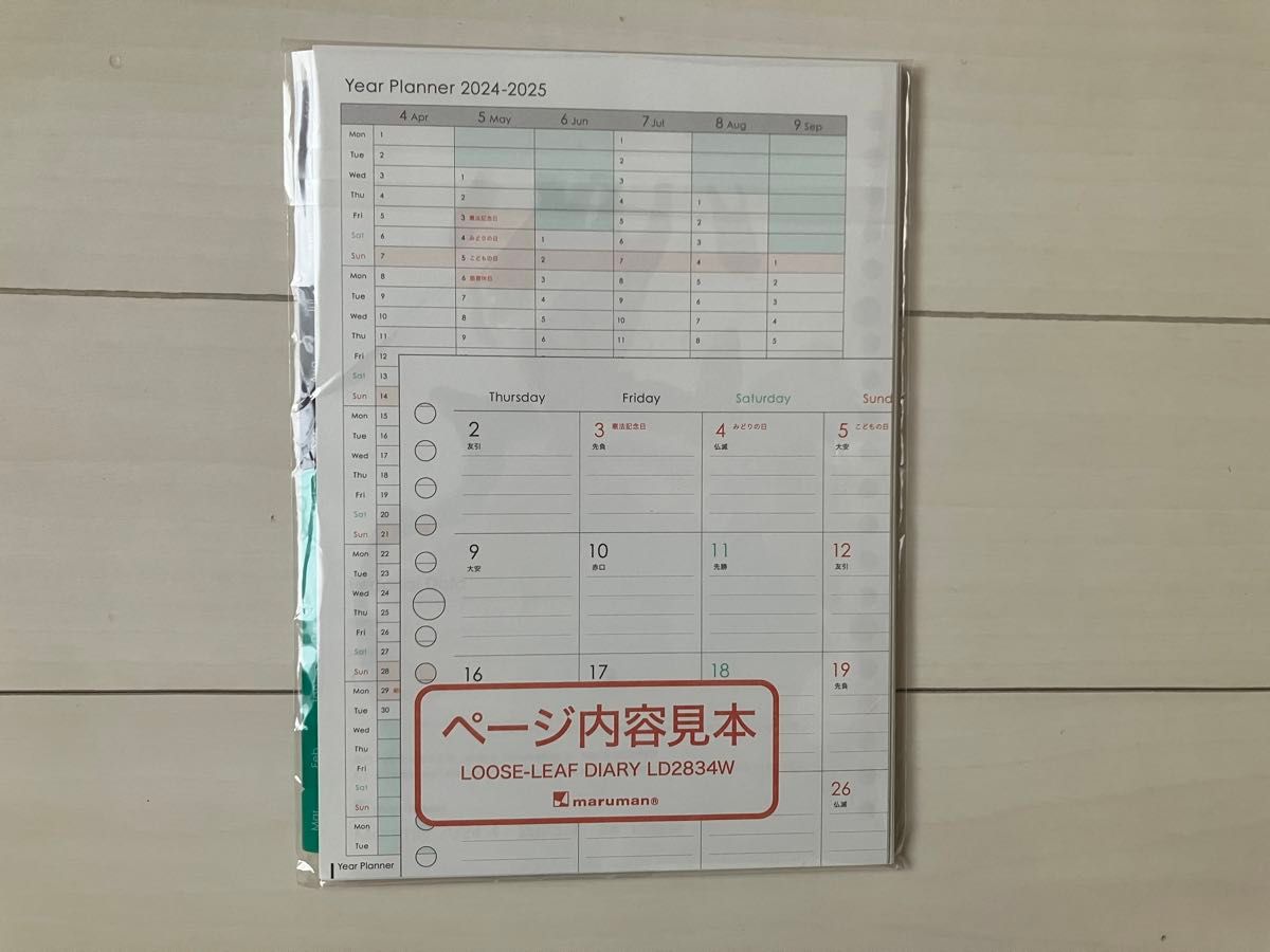 マルマン　20穴　24年４月始まり　ルーズリーフダイアリー　パウダーカラー　月間　スケジュール帳 ビジネス手帳