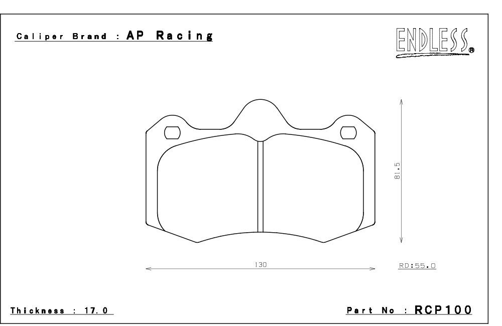 エンドレス APレーシングレーシングキャリパー用 ブレーキパッド SSMプラス RCP100MP CP6600キャリパー用 4pot_画像2