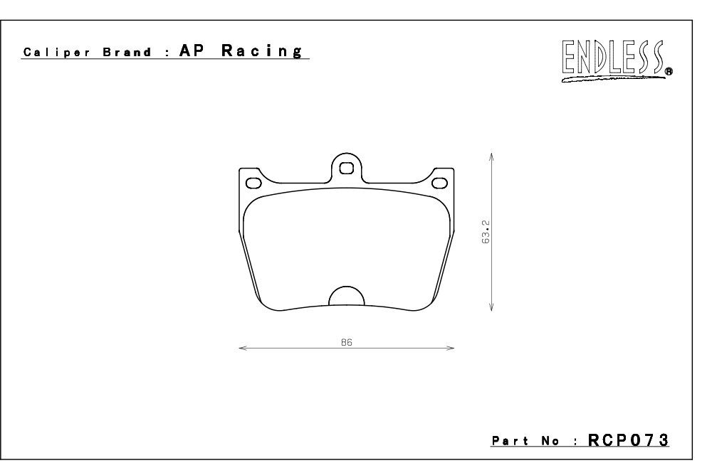 エンドレス APレーシングレーシングキャリパー用 ブレーキパッド CC38 (ME22) RCP073CC38 1セット=8枚 CP4848/5148/6230キャリパー用 8pot_画像2