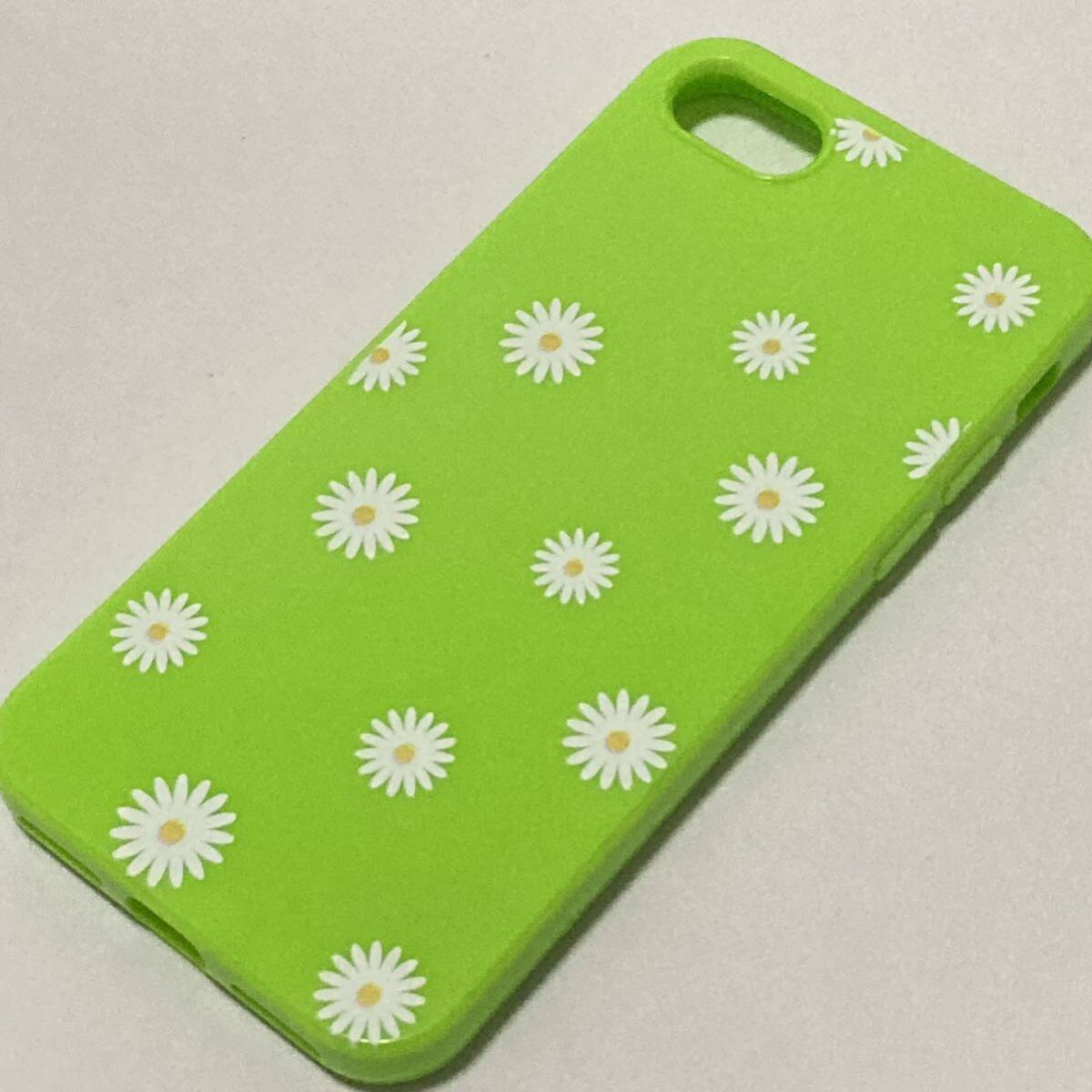 iPhone SE2.3 iPhone7/8スマホケース　小花柄　花柄　マーガレット　緑　グリーン　かわいい　春カラー　_画像5