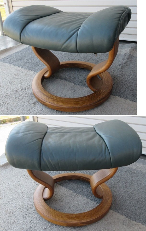 ☆北欧家具☆ノルウェー EKORNES エコーネス 本革 パーソナルチェア リクライニングチェア 1人掛け 椅子 サイドテーブル/オットマン セット_画像3