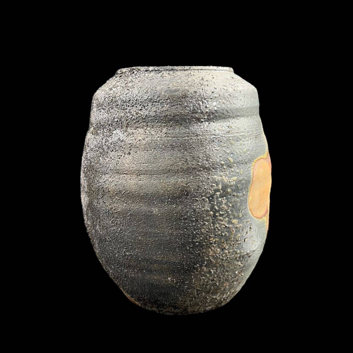 [KF2231] Bizen . hill rice field shining kiln change flower go in Zaimei flower go in flower raw vase flower vase "hu" pot . also cloth also box 