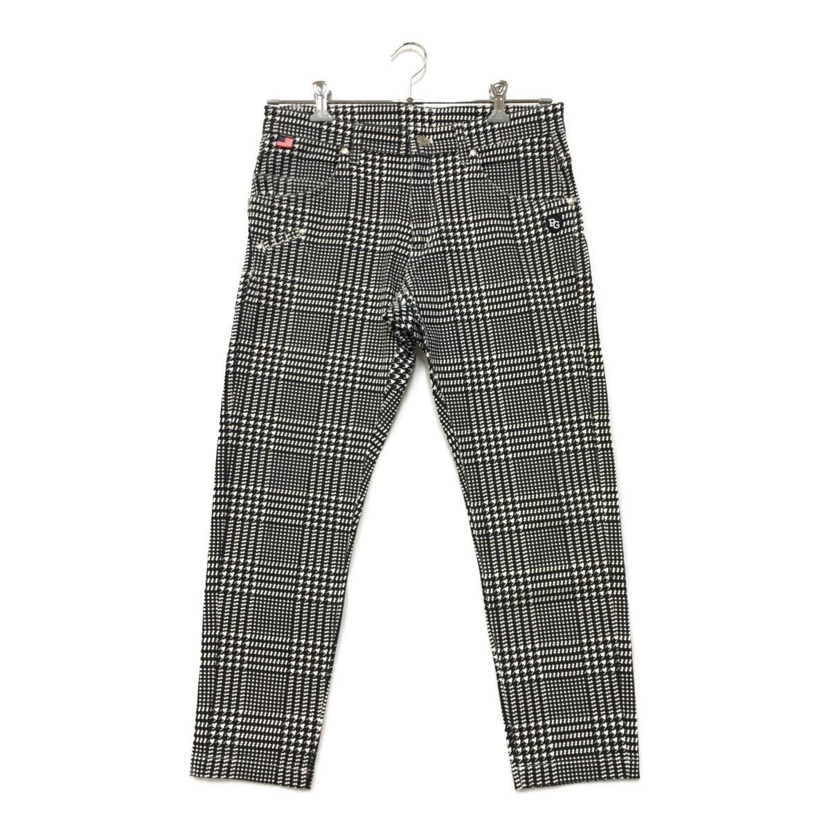 coco★パーリーゲイツ★ロングパンツ★ストレッチ★濃紺×白★千鳥柄★春夏★4(M)★中古※レターパックプラス発送可★88393