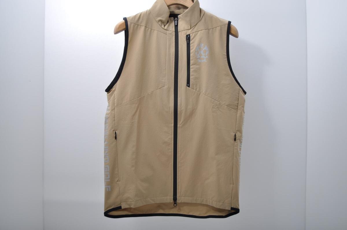 coco★新品★ラッセルノ★ダブルジップベスト★シンプル★メッシュ裏地★ベージュ★4(M)※レターパックプラス発送可★85405