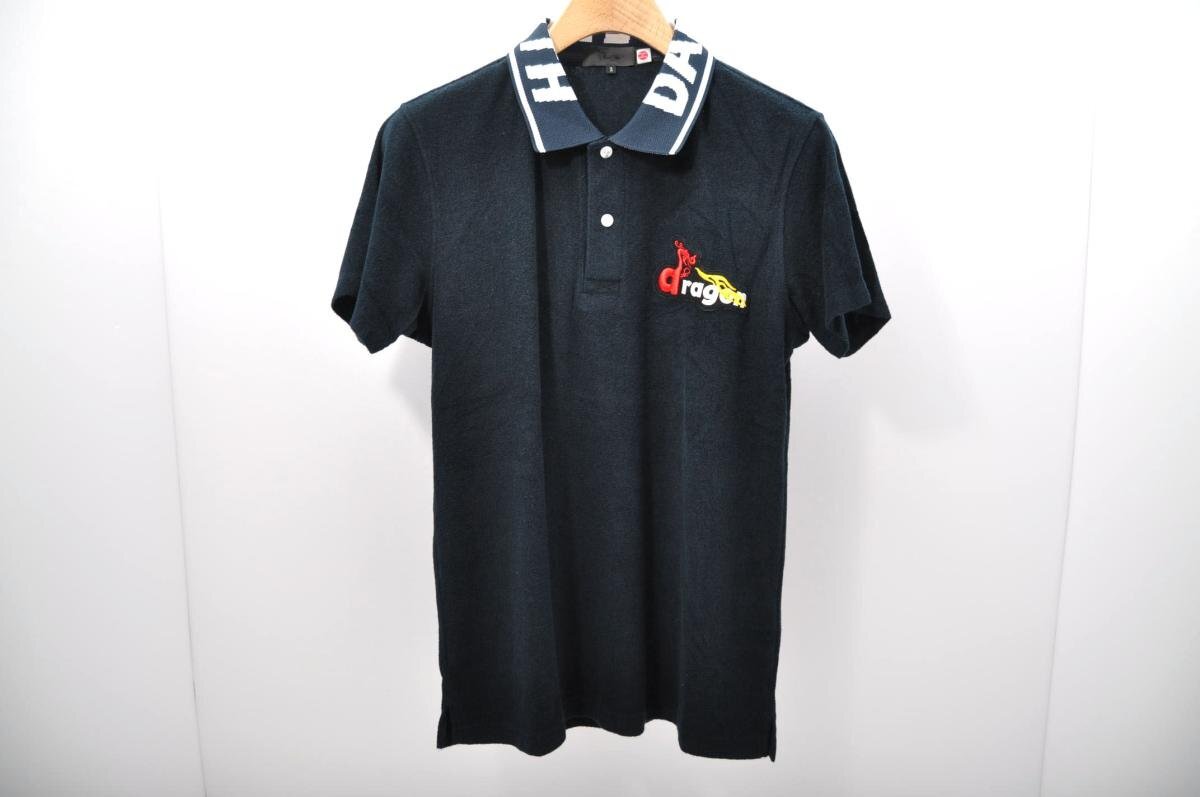 coco★ダンスウィズドラゴン★半袖ポロシャツ★パイル地★紺★ネイビー★2(M)★中古※レターパックプラス発送可★76463