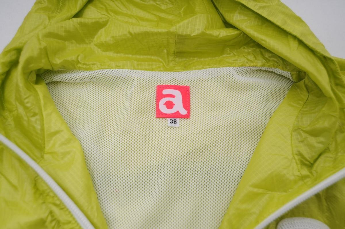 coco*aruchibio* long sleeve double Zip Parker * thin * lining mesh * yellow green *38(M)*USED* cat pohs shipping possible *61342