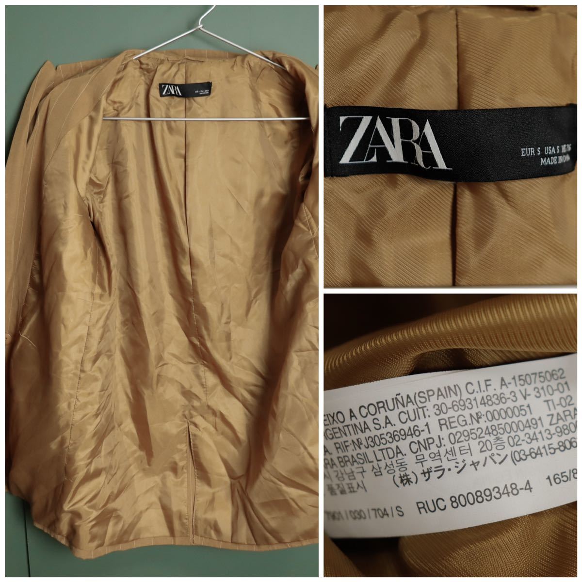【新品未使用】ZARA ザラ ダブルブレスト テーラードジャケット ブラウン [skuuu婦人] 日本サイズM程度 リヨセル リネン