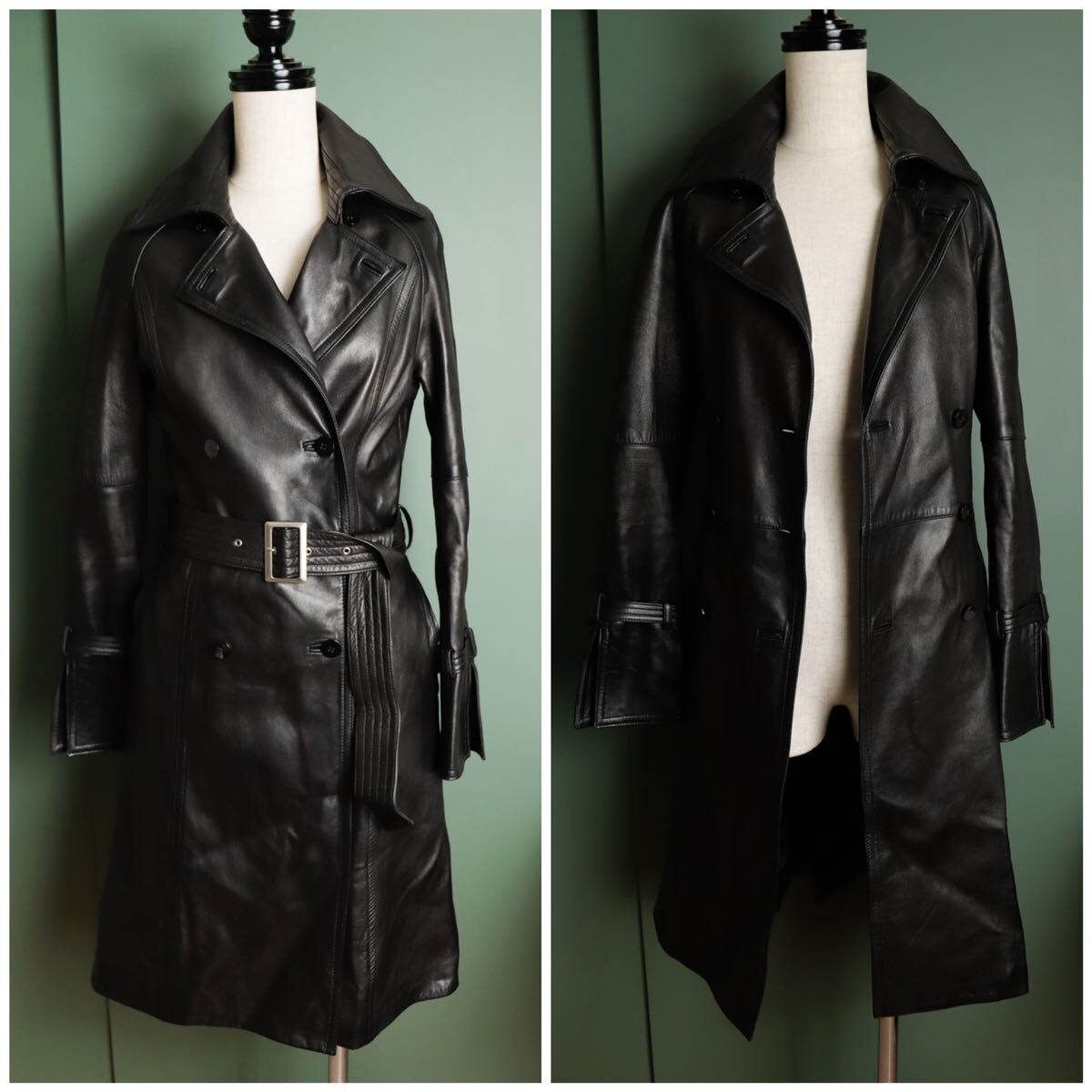 [ excellent ]BEATRICE Bear to squirrel ram leather trench coat 36 black [skuuu woman ] sheep leather original leather black 