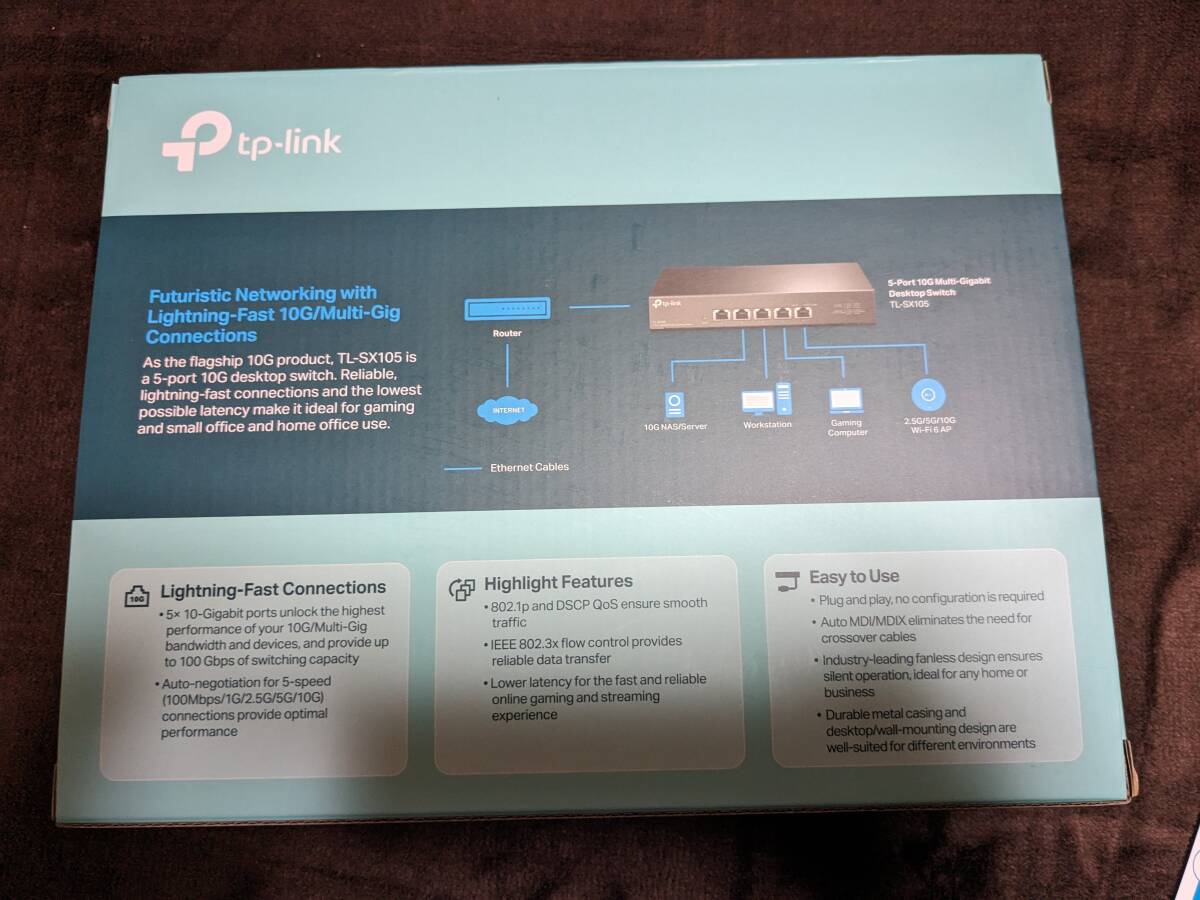 ★☆未使用 TP-Link 5ポート 全ポート10G対応 10G マルチギガビット アンマネージ プラグ&プレイ スイッチングハブ TL-SX105☆★_画像2