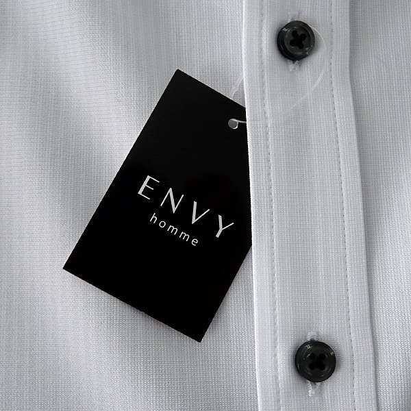 新品 山喜 エンビオム ス トライプ トリコット ニット ジャージー シャツ M 白 【DNW001_701】 ENVY HOMME メンズ 長袖_画像7