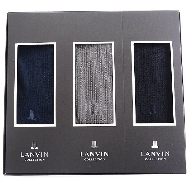 新品 ランバンコレクション 日本製 靴下 3点セット BOX 25-26cm 【3setBOX】 LANVIN COLLECTION メンズ ソックス ギフト ボックス_画像2