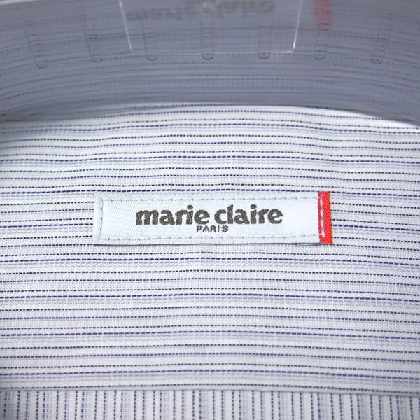 新品 マリクレール 形態安定 ストライプ ドレスシャツ 38-80 白黒紫 【I49326】 marie claire メンズ シャツ ノーアイロン Yシャツ_画像5