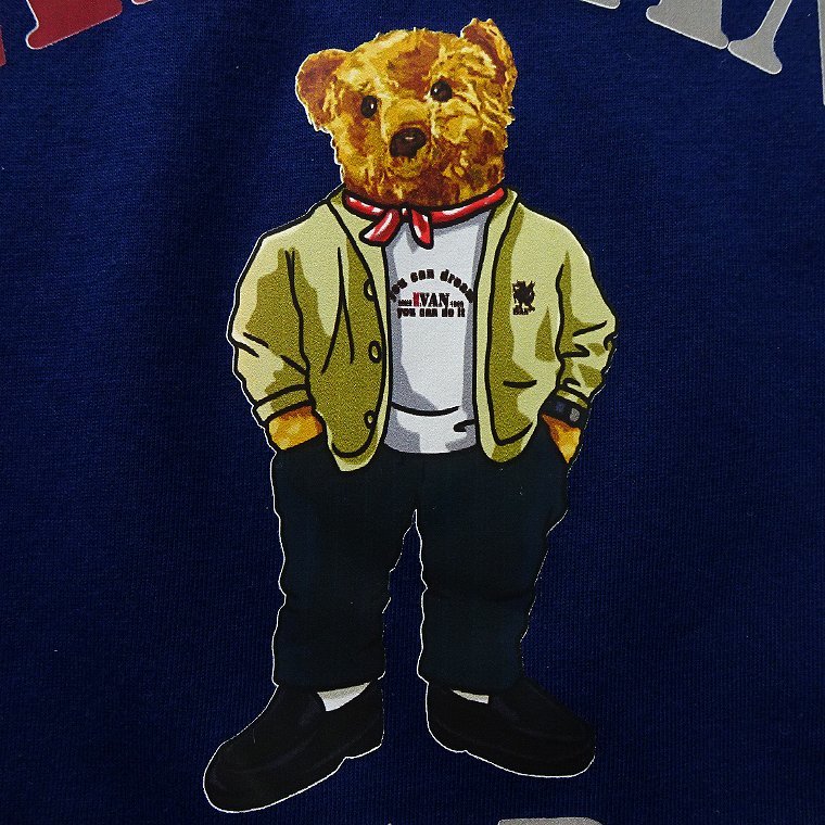 新品 ミスターヴァン テディベア 綿混 プリント 長袖 Tシャツ LL 紺 【TDV1433132_79】MR.VAN Teddy Bear 2023秋冬 コラボ 限定 カットソーの画像6