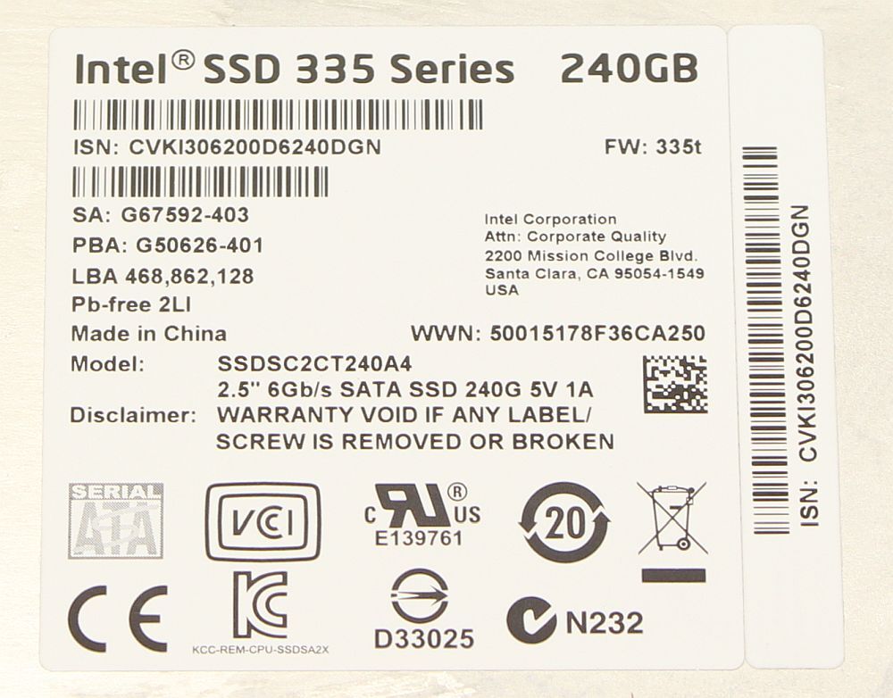 Intel 335 Series 2.5インチ SSD 240GB SSDSC2CT240A4 SATA 6Gb/s 9.5mm-2_画像5