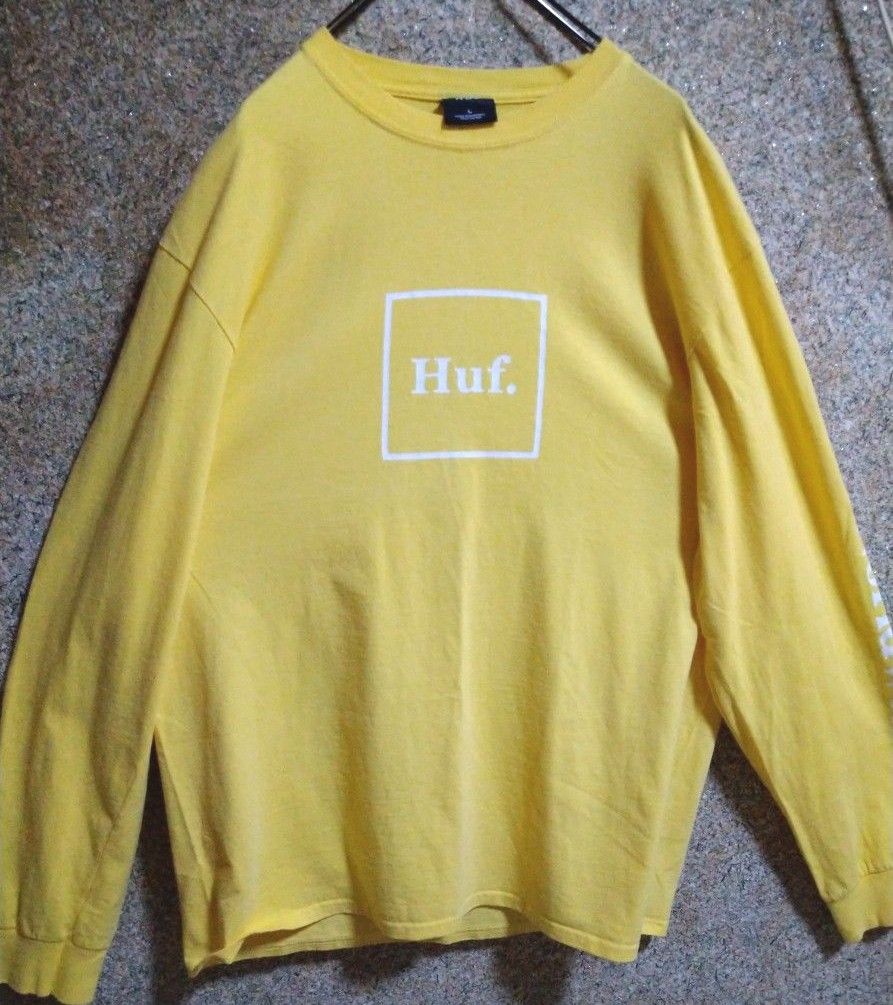 HUF　ハフ　ロンT　デカロゴ　袖プリント　Lサイズ