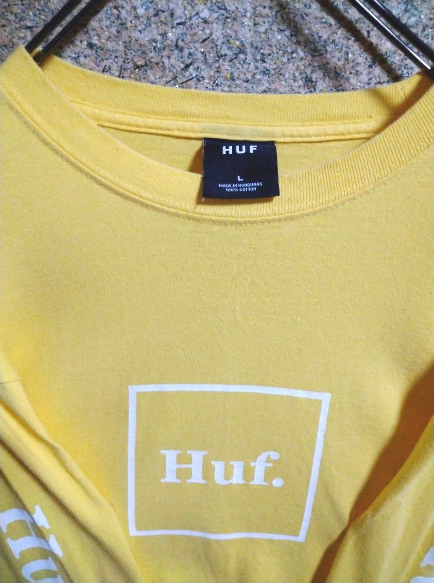 HUF　ハフ　ロンT　デカロゴ　袖プリント　Lサイズ