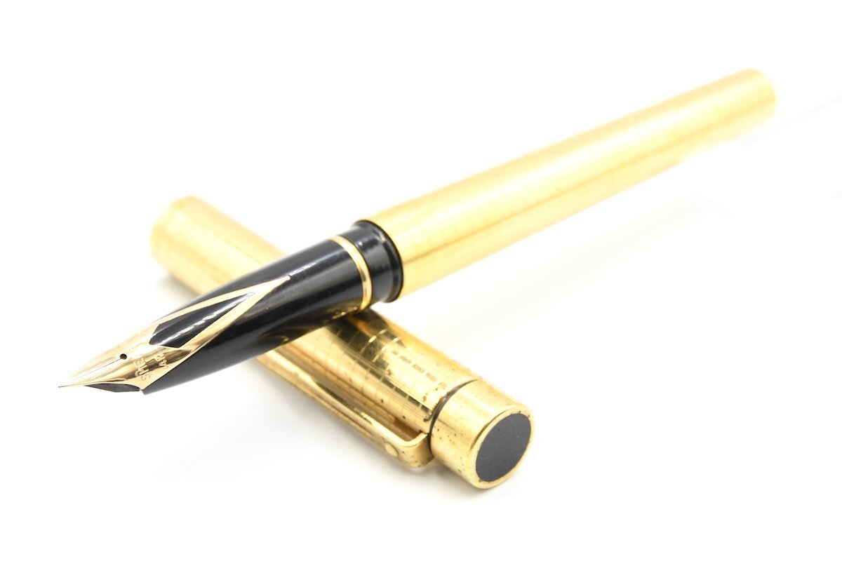 SHEAFFER シェーファー GOLD ELECTROPLATED ゴールド 金メッキ 格子柄 14K-585 万年筆 20752553の画像1