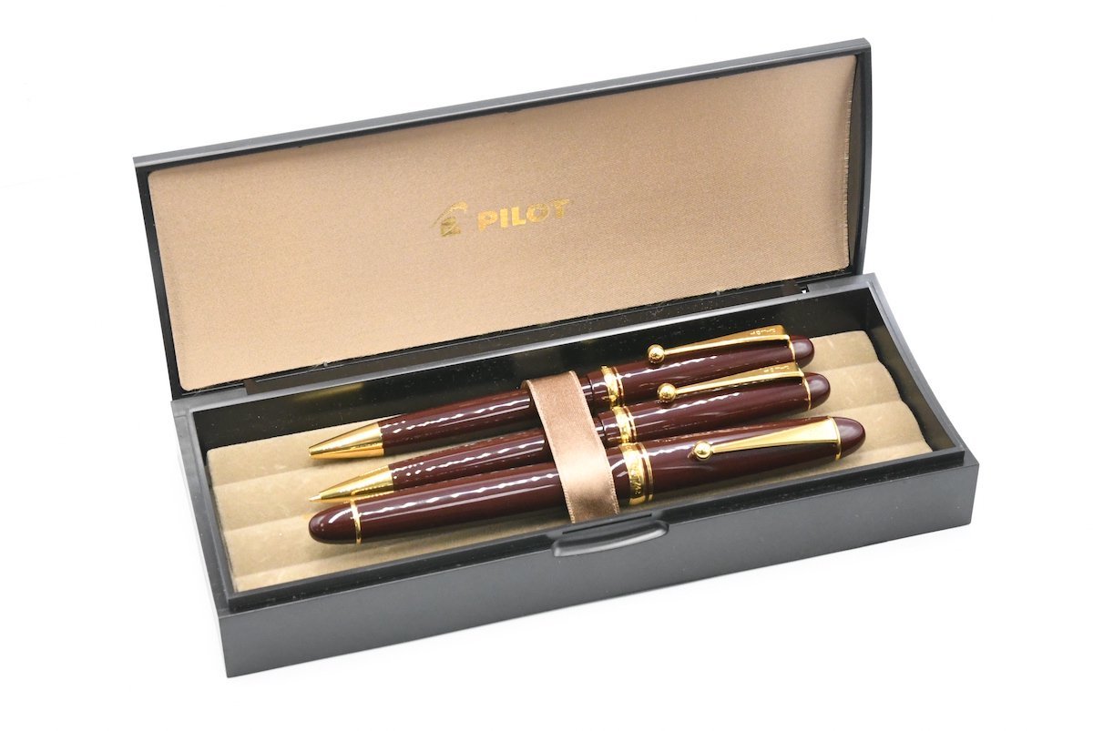 PILOT パイロット 3本セット カスタム CUSTOM 742 万年筆 ボルドー 14K B CUSTOM 74 シャープペン ボールペン 20785747_画像1