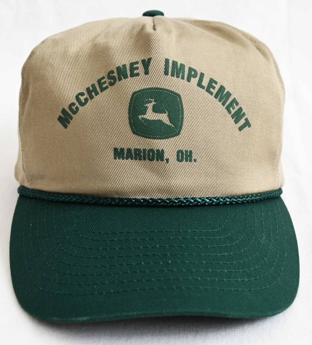 即決【80'sヴィンテージ/MOHR'S】McChesney Implement Marion, Oh 2トーン キャップ/カーキ×グリーン/企業ロゴ/アメリカ買付(om-242-10-6)_画像2
