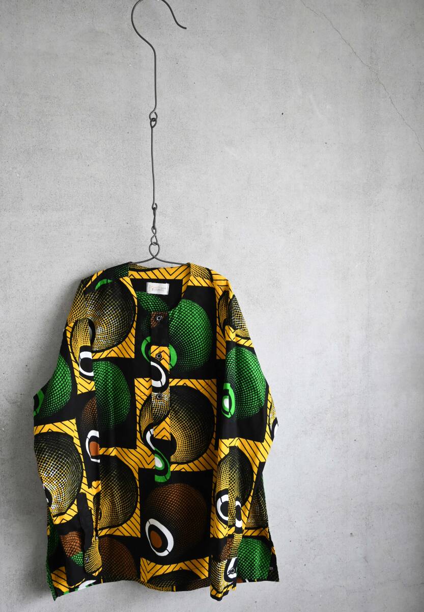  prompt decision [ Vintage /Pato\'s imaj] Africa mbatik total pattern no color pull over shirt /XL corresponding / Africa ga-na made (p-242-11-1)