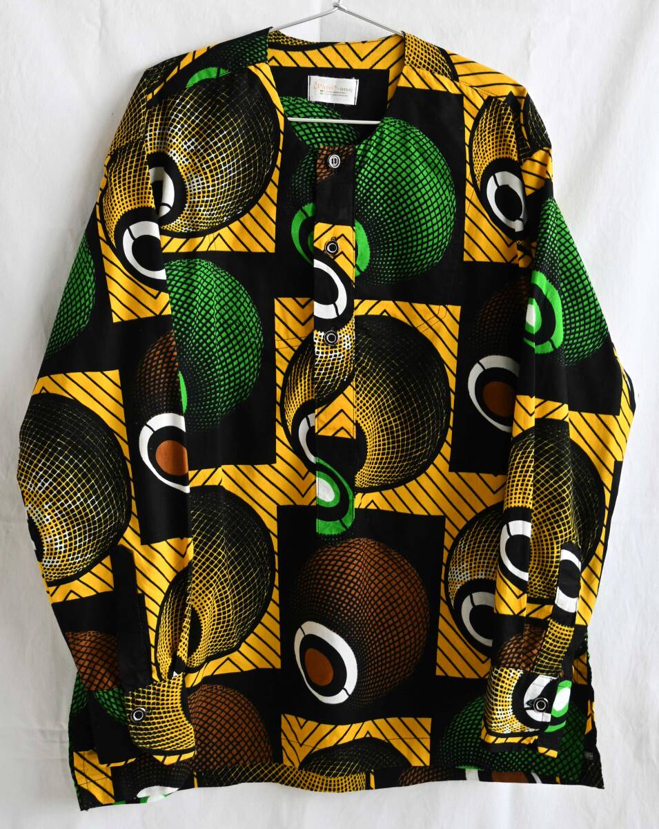 prompt decision [ Vintage /Pato\'s imaj] Africa mbatik total pattern no color pull over shirt /XL corresponding / Africa ga-na made (p-242-11-1)
