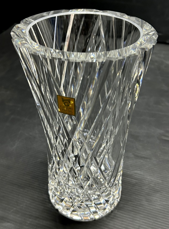 未使用美品 クリスタルガラス 花瓶/フラワーベース 2種セット KAMEI GLASS/カメイガラス KAGAMI CRYSTAL/カガミクリスタル 花器/花入の画像9