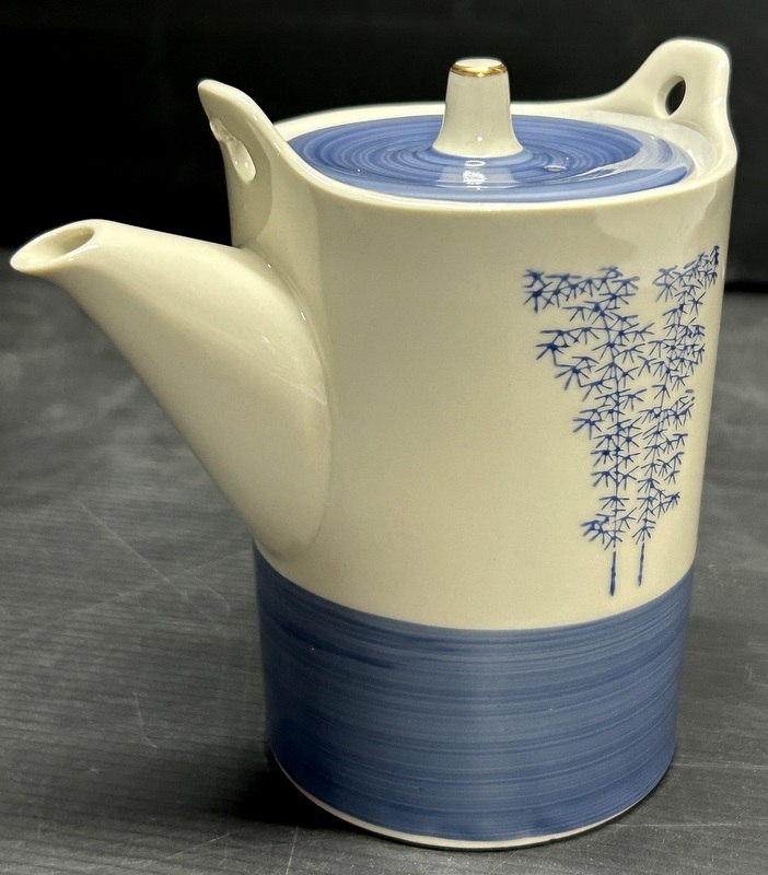 未使用美品 TACHIKICHI たち吉 竹林 番茶器セット 急須 金縁湯呑 5客揃 茶器/和食器/昭和/時代物_画像3