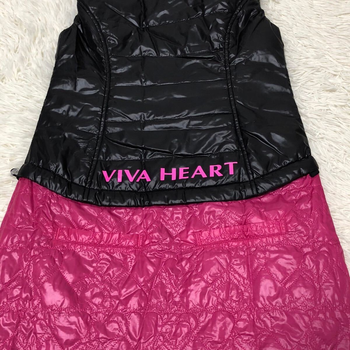 * pink Heart *VIVA HEART viva Heart cotton inside long down vest down One-piece protection against cold Logo 40 size lady's L corresponding GOLF Golf 