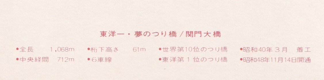 ☆◎ 【関門橋】◎【関門大橋】『右側下方から見た船の写るバージョン』◇絵葉書◇山口県下関市－福岡県北九州市◇_画像5