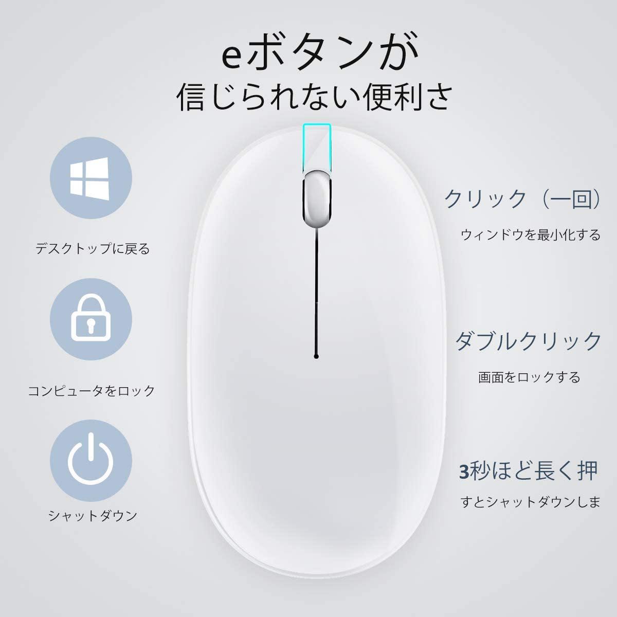 ワイヤレスマウス 無線マウス 【最新モデル】 【セール中1780円→1100円】高感度 省エネ性能 覗き見防止のeボタン設計 