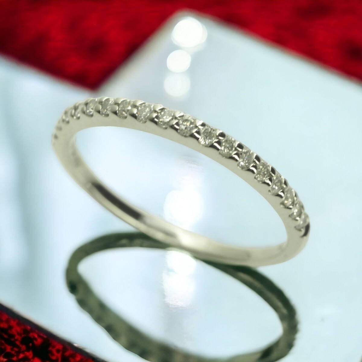 素敵な可愛い天然ダイヤモンドハーフエタニティリング　指輪　Pt900 D0.2ct 10号