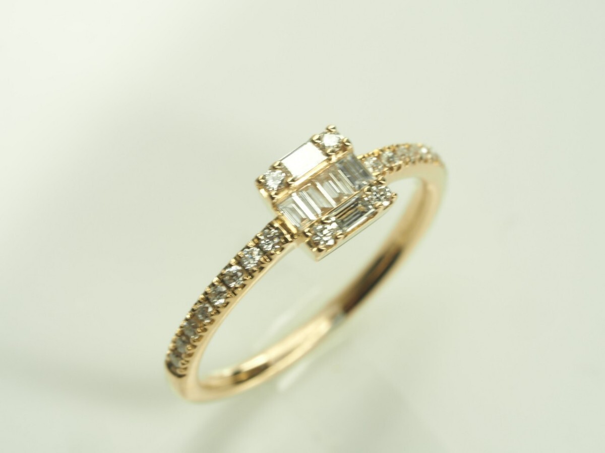 BELLESIORA bell si Ora square collection ring ring diamond 0.24ct 18 gold yellow gold K18YG 7 number 