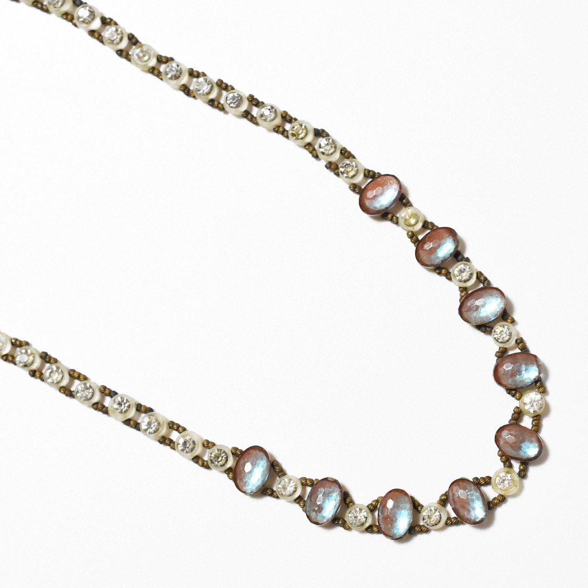 Antique 1900′s　Saphiretglass×rhinestone necklace_画像2