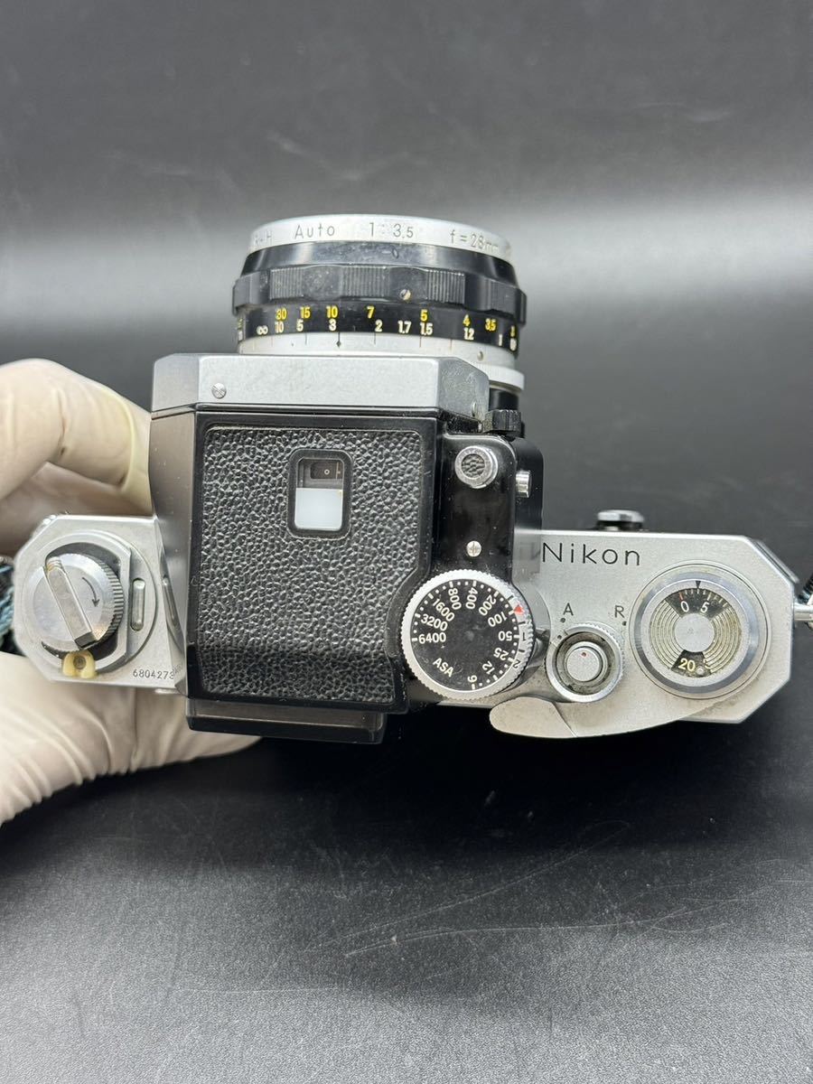 Nikon F ニコン フィルムカメラ ボディ 一眼レフ カメラ フォトミック シルバー NIKKOR-H Auto 1:3.5 f=28㎜　レンズ　キャップ付き_画像6