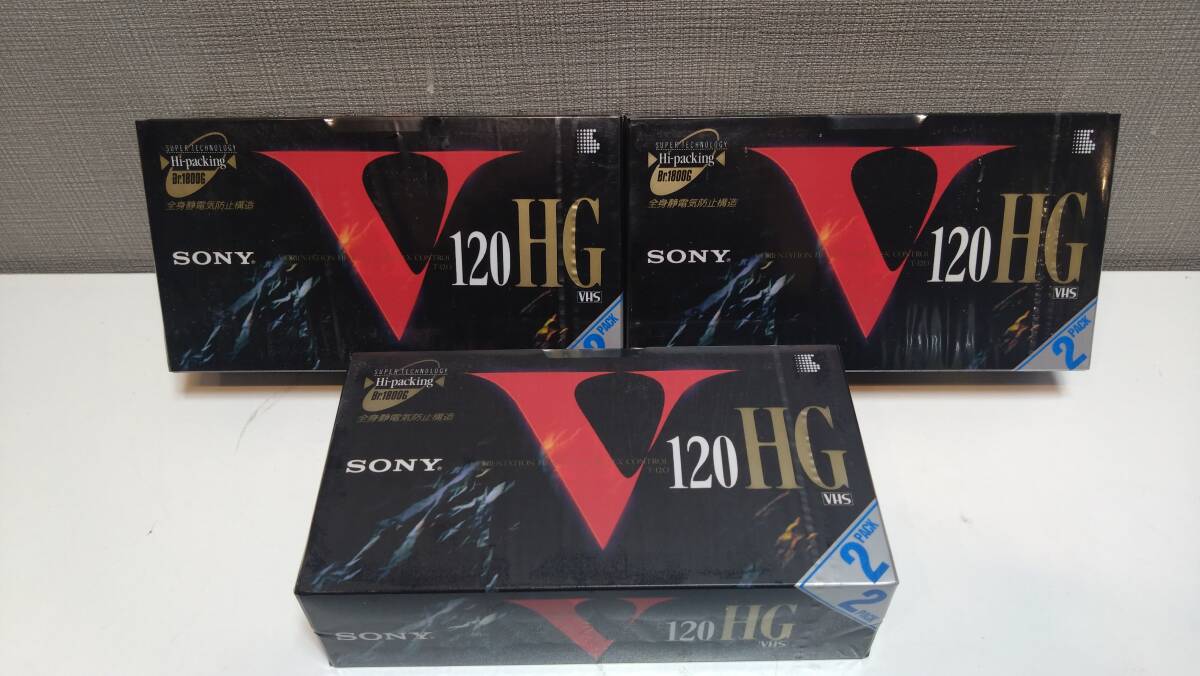 m68⑤ [ new goods ] unopened SONY VHS videotape T-120 3 set total 6ps.@ set sale dubbing / superscription / video recording / drama / movie / retro 