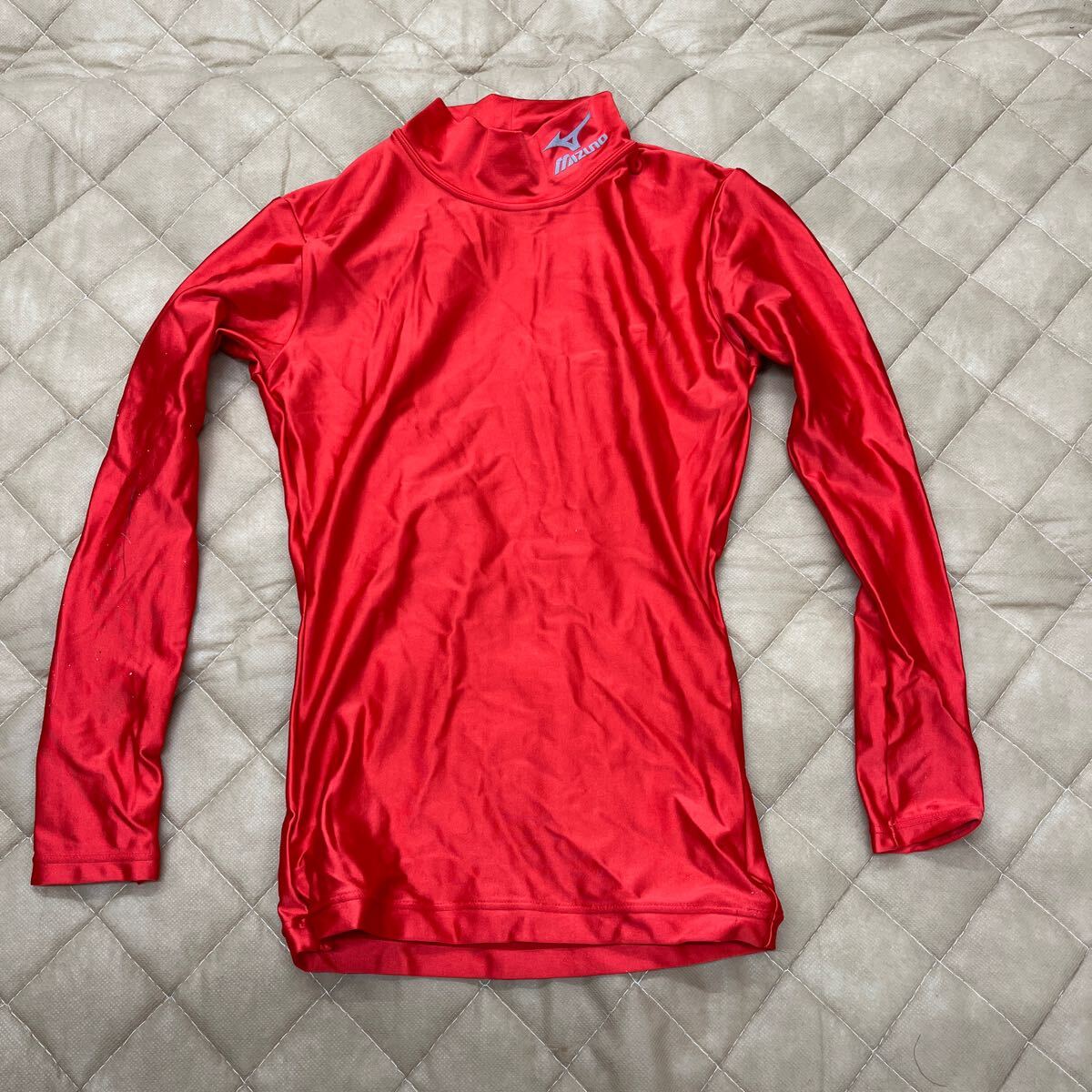  супер стоимость лот меньше размер MIZUNO Vaio механизм Lady\'smok шея компрессионный рубашка 150 размер красный used почти новый товар 
