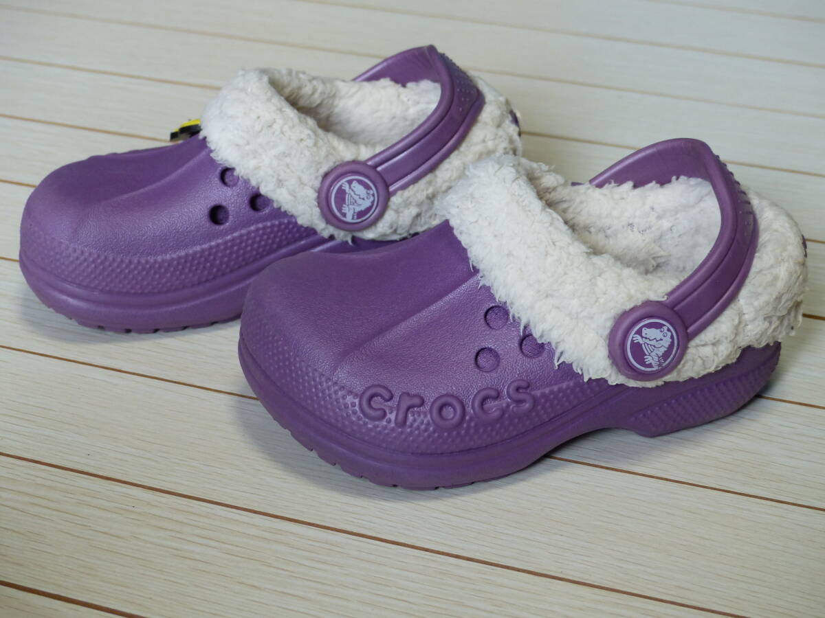 CROCS クロックス スリッポン サンダル ミッフィー ジビッツ付き 紫 パープル USED!! 送料３５０円 !!_画像2