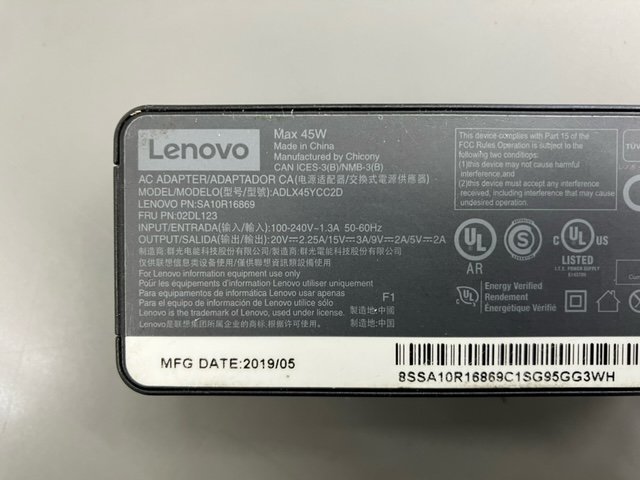 Lenovo Type-C 45W AC ADPTER 2個SET 通電OK ADLX45YCC2D 02DL123 97780_画像3