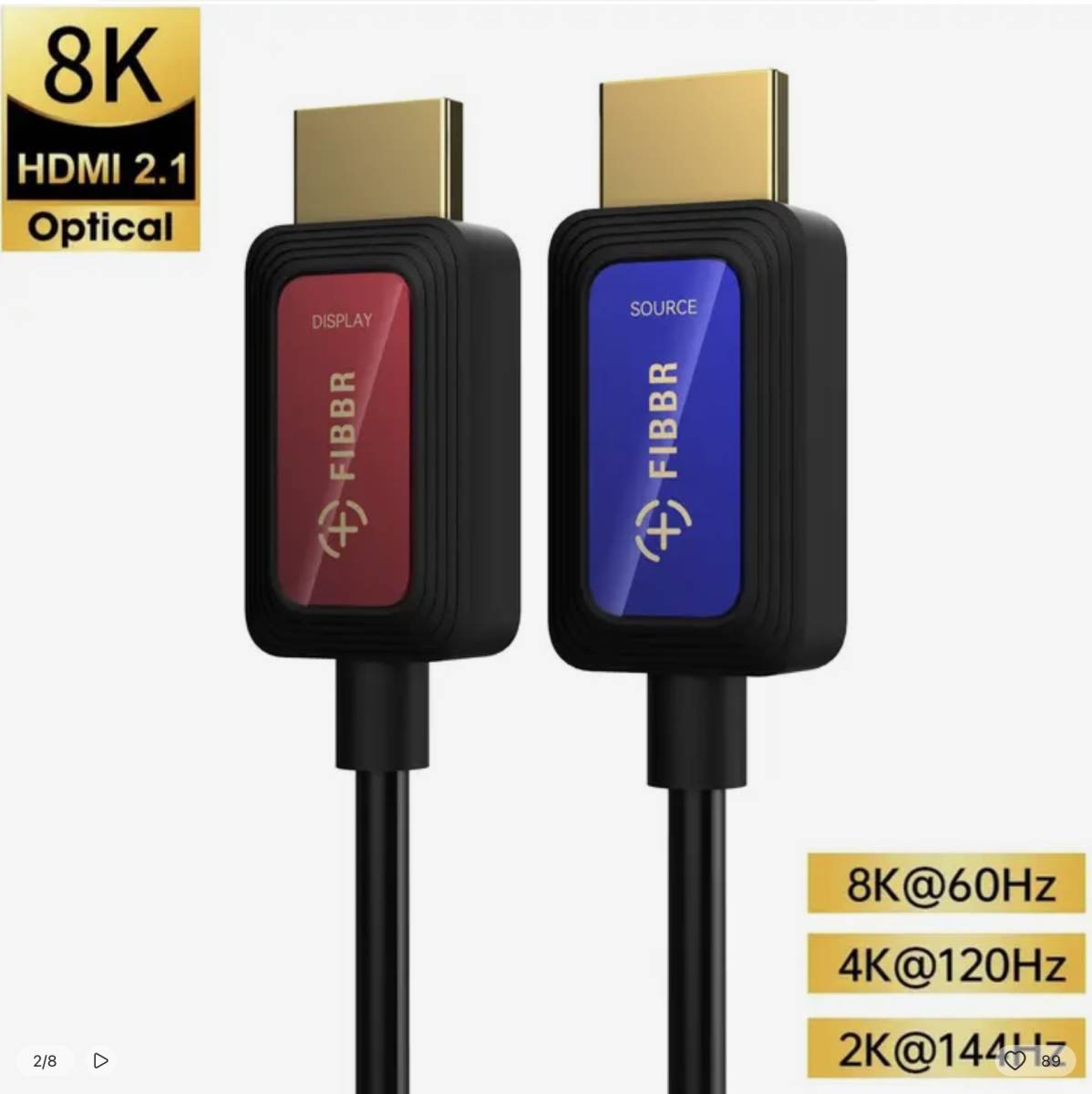 FIBBR(fi bar ) QC100 1m 48Gbps 8K/10K light fibre HDMI cable eARC HDCP2.3 HDMI2.1 correspondence (PS5,XSX,UHD BD,8K/10K@60Hz correspondence )