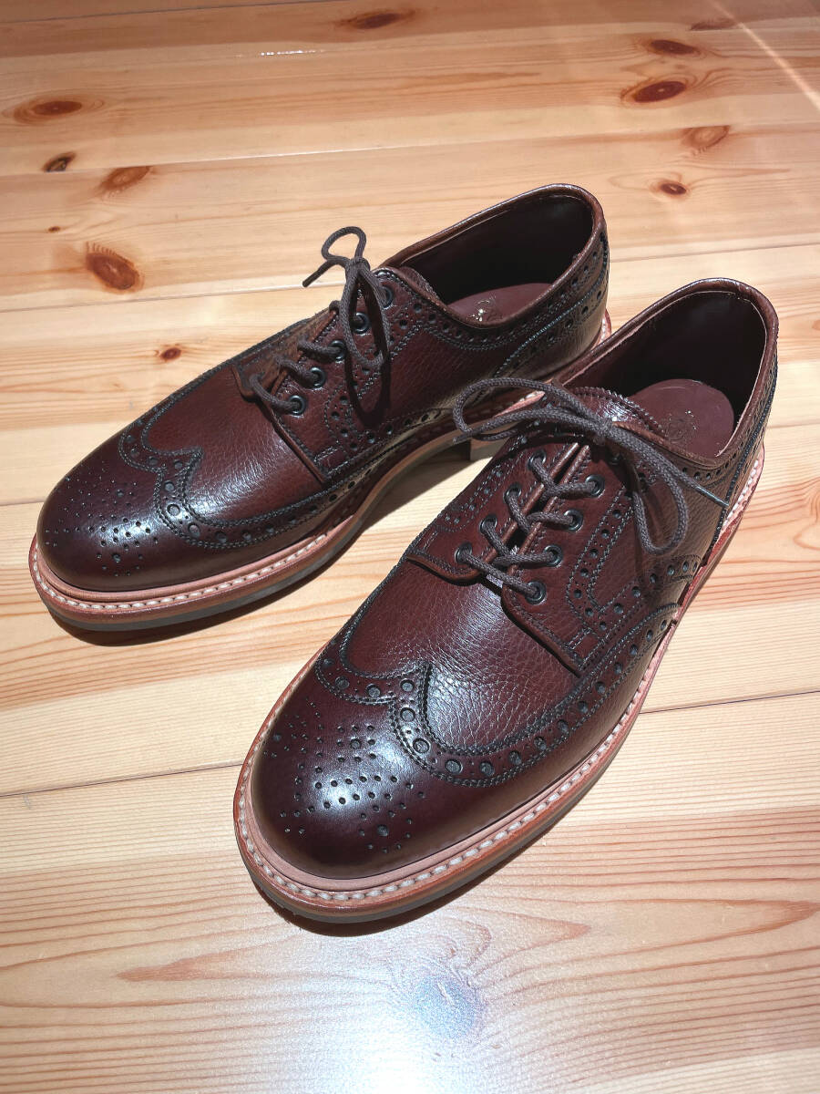 超希少 新品未使用品 CROCKETT & JONES BANGOR クロケット&ジョーンズ サイズ6.5E 365ラスト 特殊レザーウイングチップ 革靴 外箱付_画像6